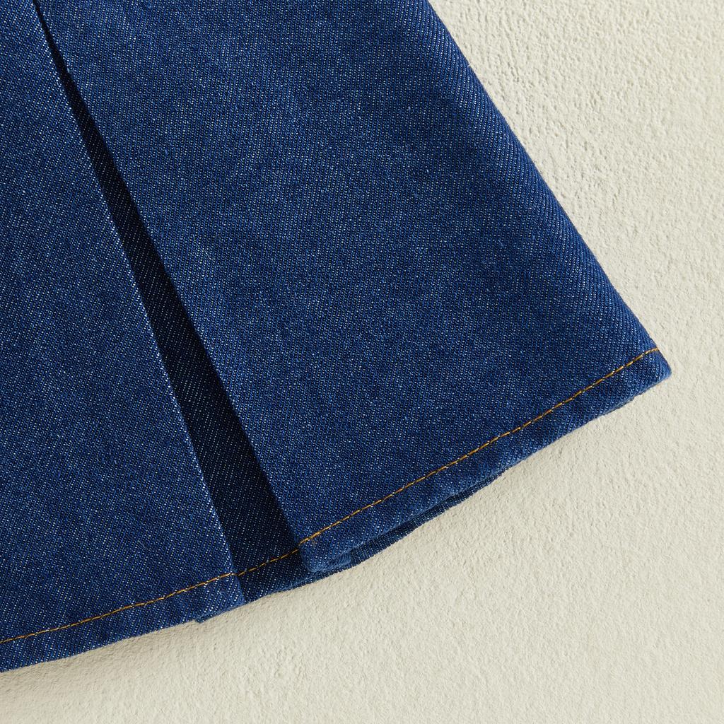 Citgeett Kids Infant Girl Denim Skirt Elastic Waist A-line Pleated Short Jean Skirts Casual Clothes