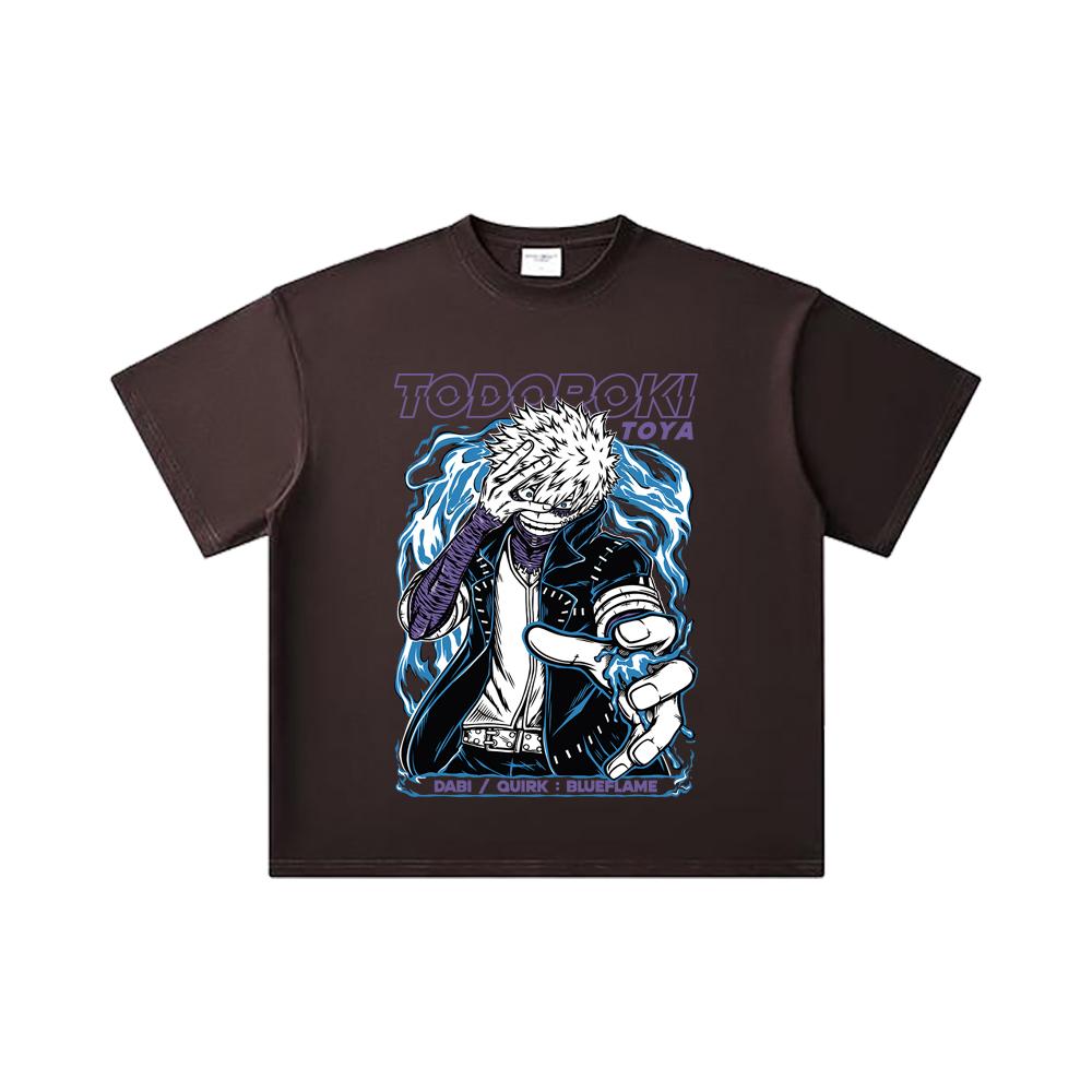 260 GSM Double Yarn 32 Count 100% Cotton My Hero Academia V11 Dabi Print Unisex Heavy Cotton T Shirt