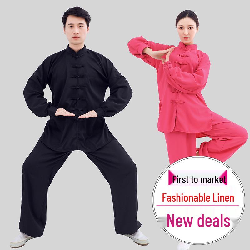 2024 Tai Chi Bamboo Linen Suit for Middle-Aged & Elderly - Ideal for Morning Exercise, Dance, or Wushu Practice