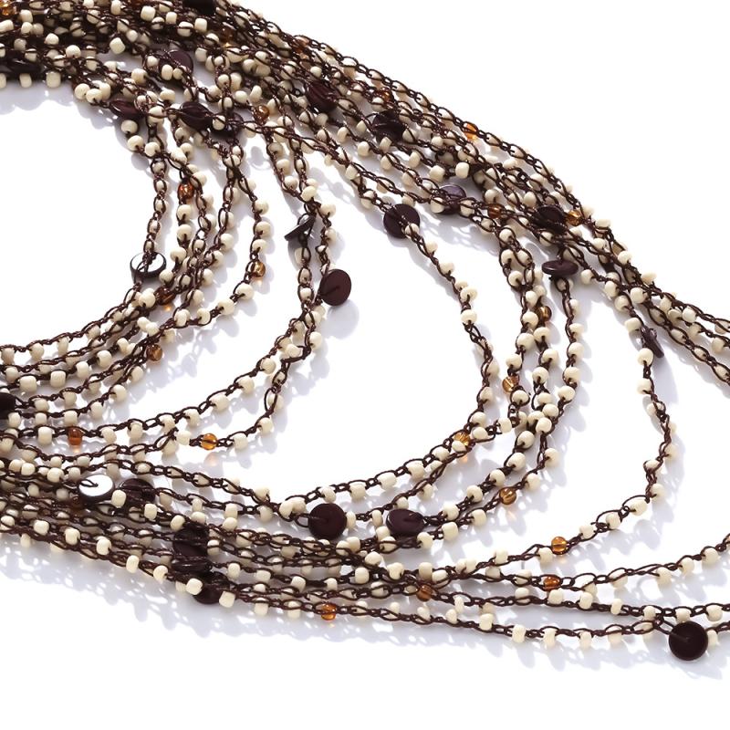 Bohemiskt Överdrivet Flerlagrat Stapelbart Handgjort Pärlhalsband För Kvinnor Fest Smyckestillbehör Gåvor