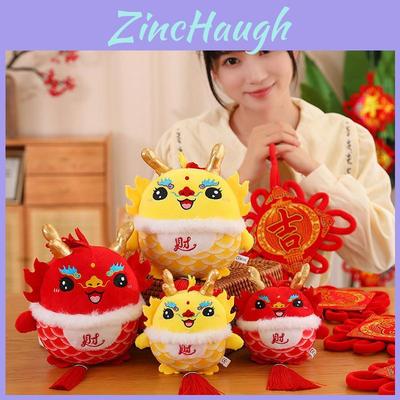 Fluffy Dragon Stuffed Animal Plush Toy Cartoon Style Red Fortune Dragon Lucky Dragon