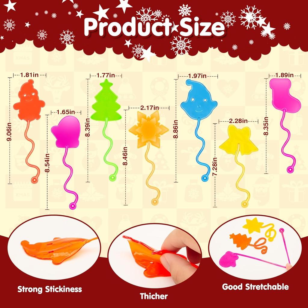 10/30/50PCS Christmas Sticky Hands Bulk Santa Elk Snowflake Stress Relief Stretchy Sticky Hands Toy for Kids Christmas Gifts