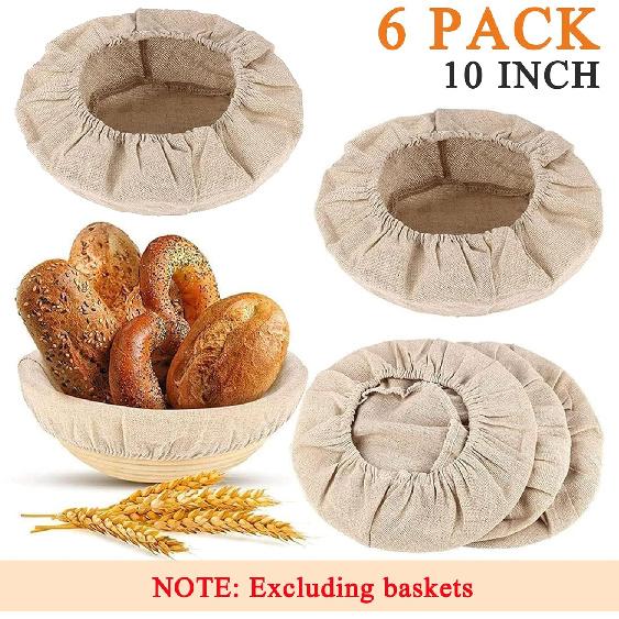 6 Packs Round Bread Proofing Basket Cloth Liner Rattan Baking Dough Basket Cover Natural Rattan Banneton Proofing Cloth(10 Inch)
