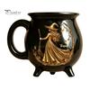Kaffee Milch Heiße Schokolade Tasse Halloween Hexe Kessel Tasse, 350ml Vintage Gotisch Dreibeiniger Zaubertopf, Tasse für Schwarze Katze Keramik Haus Und Büro Dekoration Drei
