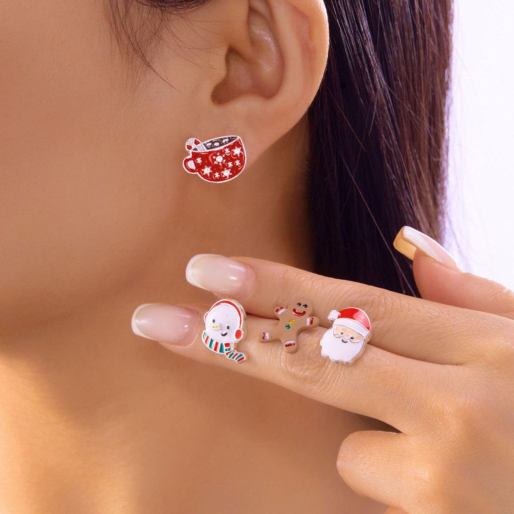Christmas Elf Earring Set With Festive Animal Designs For Holiday Celebrations
