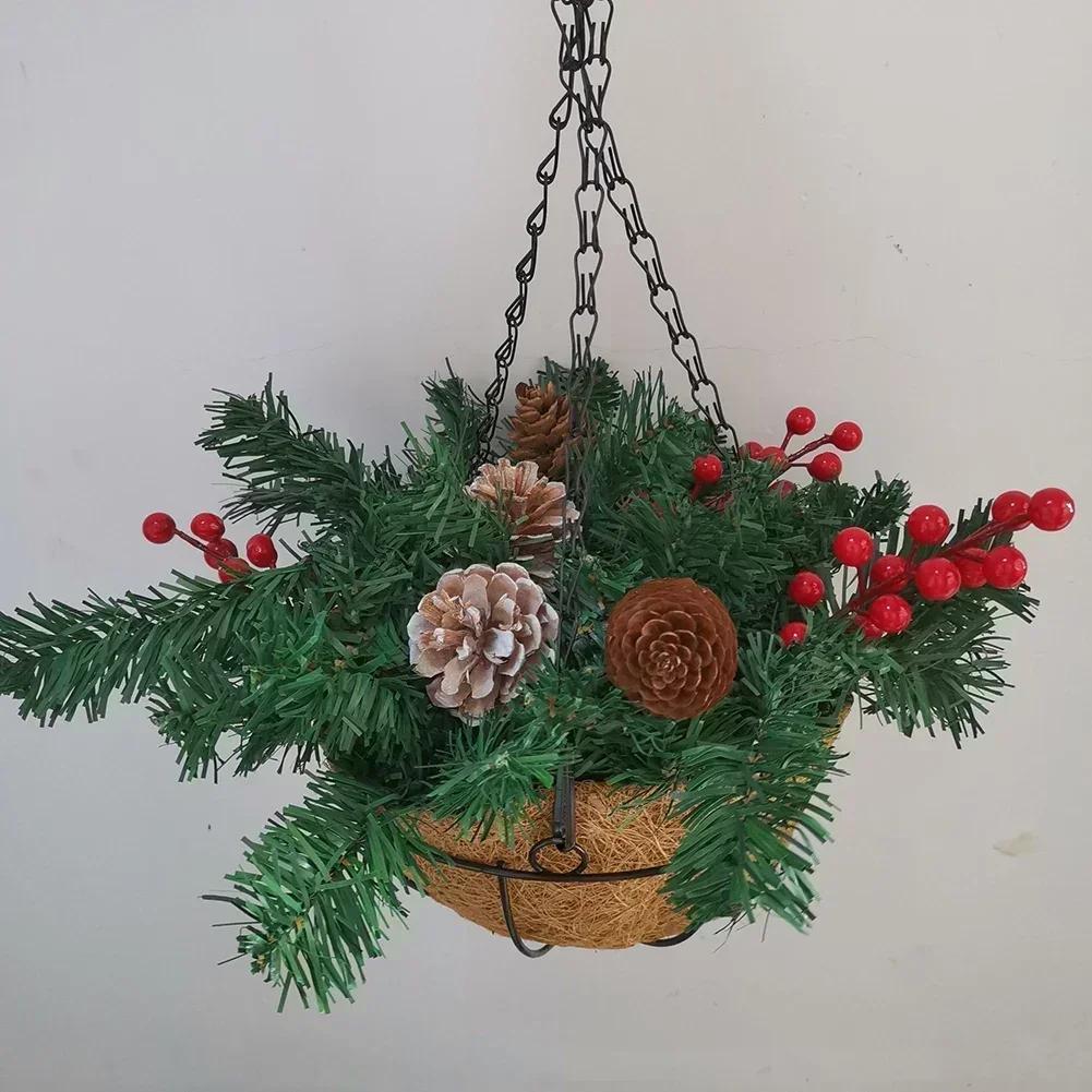 30*25*15cm Christmas Flower Basket Decorative Hanging Flower Arrangement Colorful Flower Arrangement Enchanting Glow