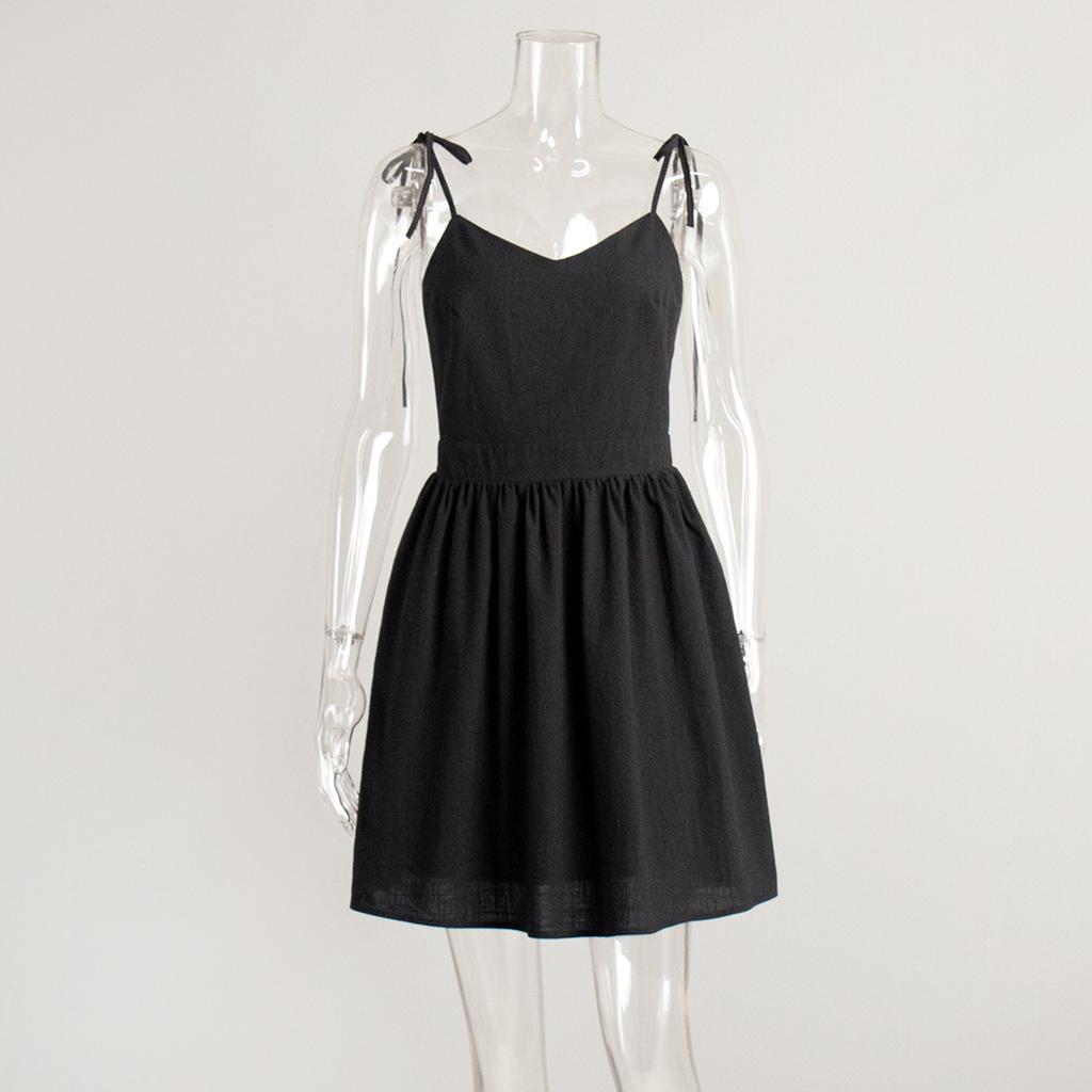Pure cotton suspender backless high waist short dress European and American spring and summer new fashion strap short skirt women