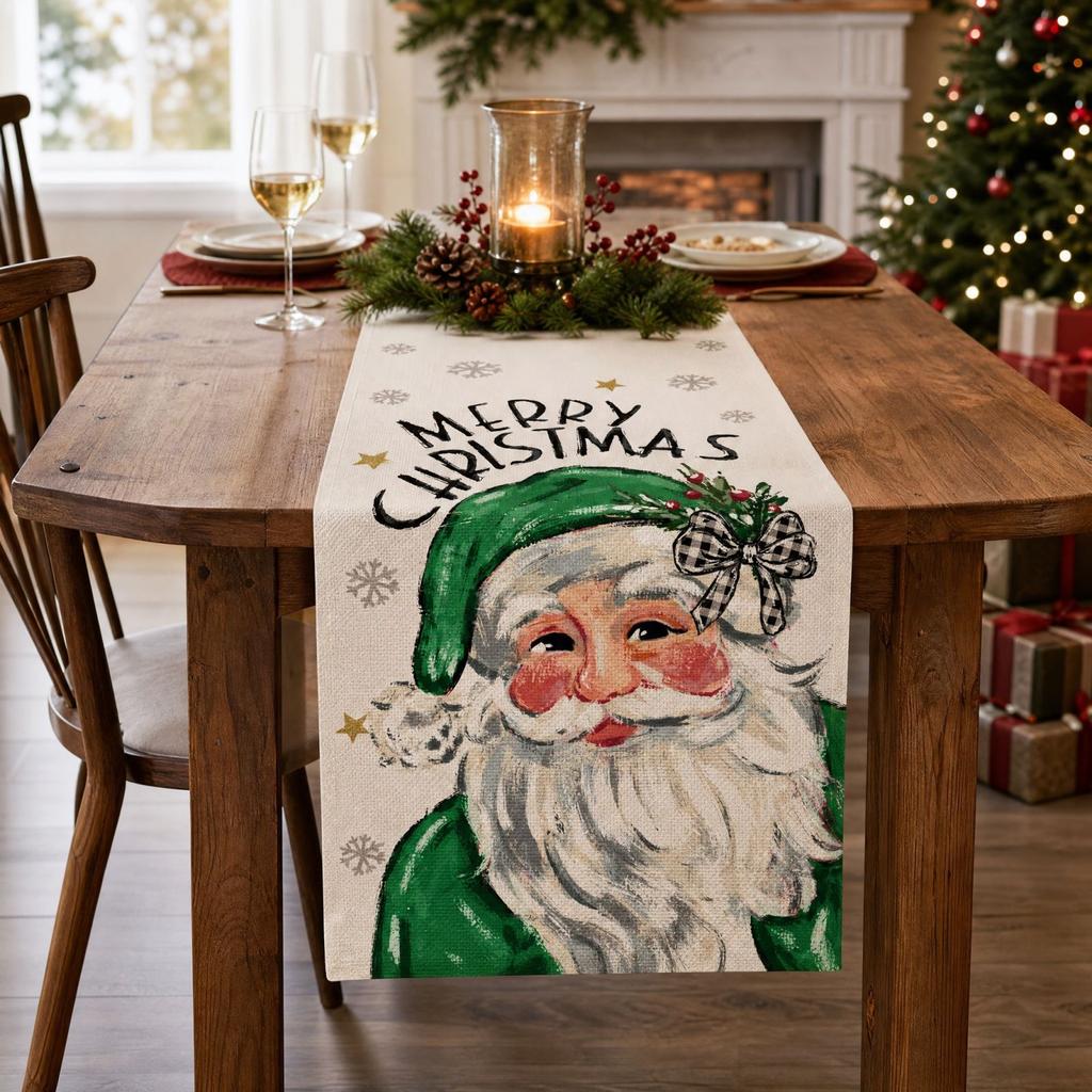 Christmas Table Runner Holiday Home Decor Long Dining Table Cover Cloth for Festive Dining