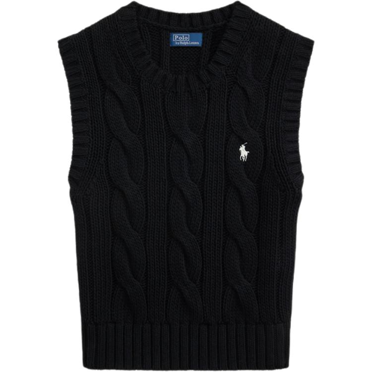 

Polo Ralph Lauren FW25 Solid Color Cable Knit Cropped Sweater Women tops Black WMPOSWENC021286-001 M