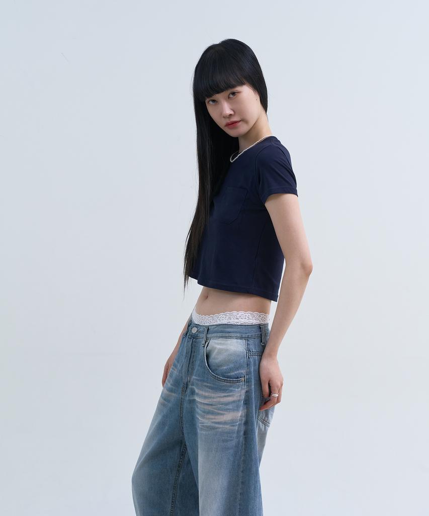 Yuseuteule Chest Pocket Short Sleeve T-Shirt (Navy)