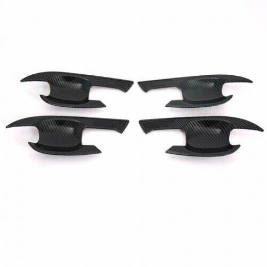 8PCS Carbon Fiber ABS Exterior Door Handle Bowl Cover For Toyota RAV4 2019-2020