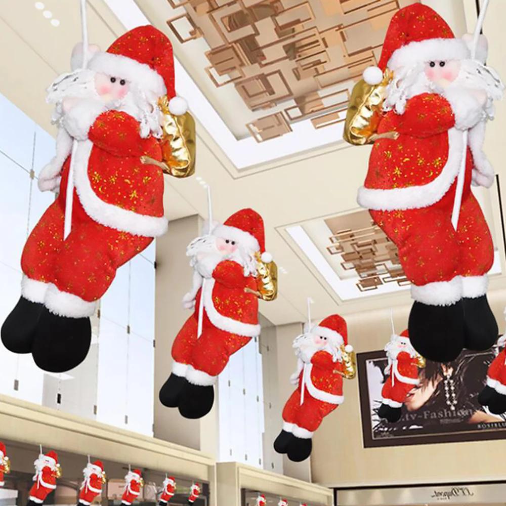 Merry Christmas Hanging Santa Claus Climbing Rope Doll Pendant Christmas Tree Ornament Xmas Decorations Pendant