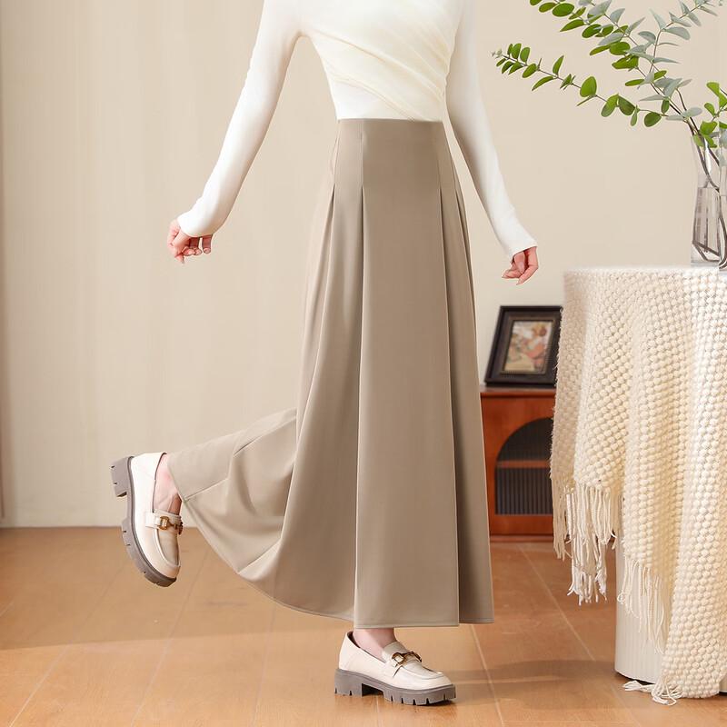 TERRE BLEUE Women's A-Line Pleated Long Skirt