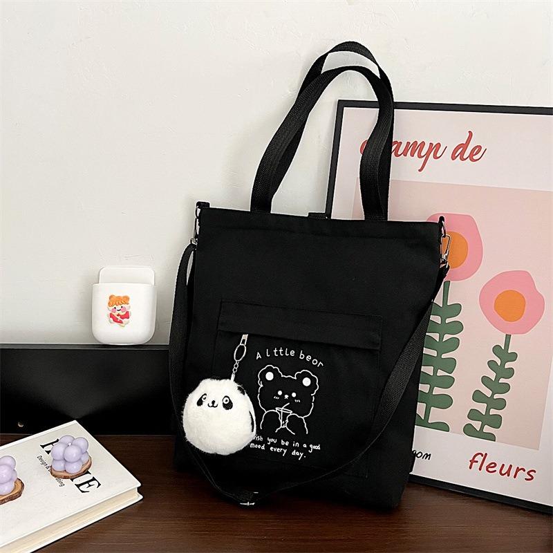 Simple autumn and winter new bag women's texture atmospheric canvas bag student class schoolbag cartoon handbag bag