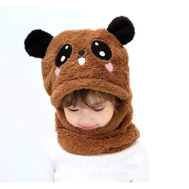 Cartoon-Mütze Mädchen Jungen Schal Verdickte Kappe Wintermütze Kinder Neugeborenes Baby Zubehör Kinderhut Fleece Kinderkappen