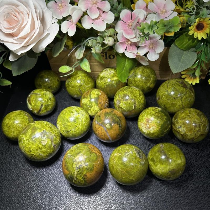 Natural Carving Gemstone Ball Crystal Crafts Energy Stone Sphere Green Opal Spheres Healing Gift for Meditation