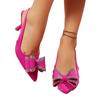 2026 New Elegant Light Luxury Pointed High Heels Rhinestone Bow Women's Shoes Suede Light Mouth Stiletto Fashion Sandals