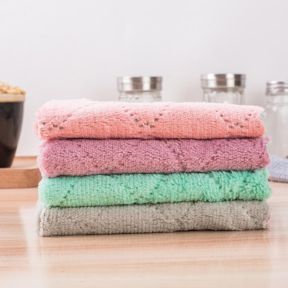 Scouring Pad Cleaning Towels Microfiber Dishcloths Washcloth New Kitchen Rags  House Kitchen