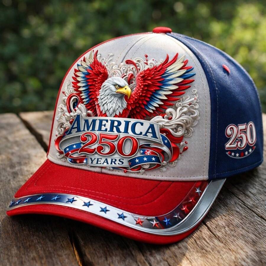 250th Anniversary Patriotic Baseball Cap Unisex Adjustable Red Blue White Eagle Design