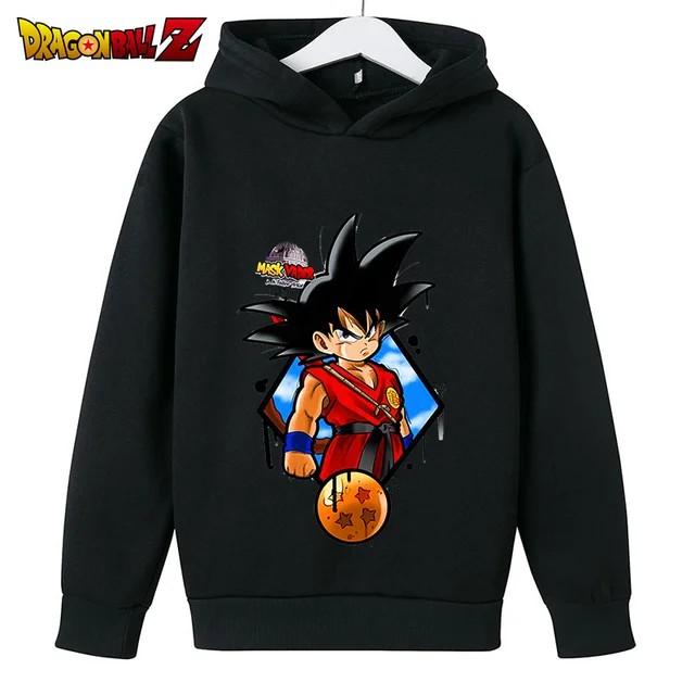 2026 Boys and Girls Seven Hoodie Kids Cartoon Goku Sweatshirt Children's Simple Fashion Top Boys and Girls Clothing Dragon Ball