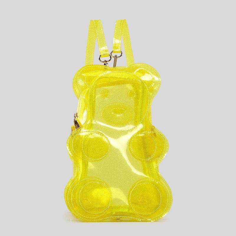 New cute transparent bear gummy backpack going out to play children's messenger bag PVC jelly bag