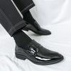 Men Black Loafers Leather Shoes Formal Business Flats Slip on Shoes Wedding Dress Prom Shoes Mosaic Contrast Over Sized