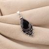 Black Onyx Gemstone 925 Sterling Silver Handcrafted Pendant 1.5" For Anniversary Gift PP-70-20