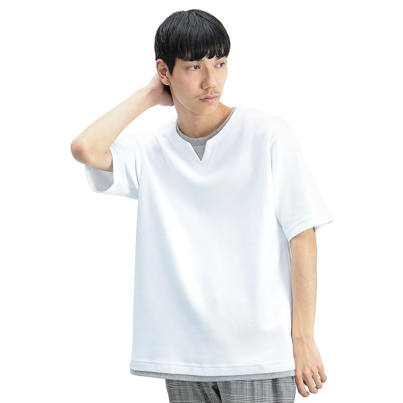 

[Beams Heart] Футболка Cool Touch Sensation S/S, футболка Cool Touch Pique с имитацией многослойного воротника, мужская, БЕЛАЯ, M 42040357639