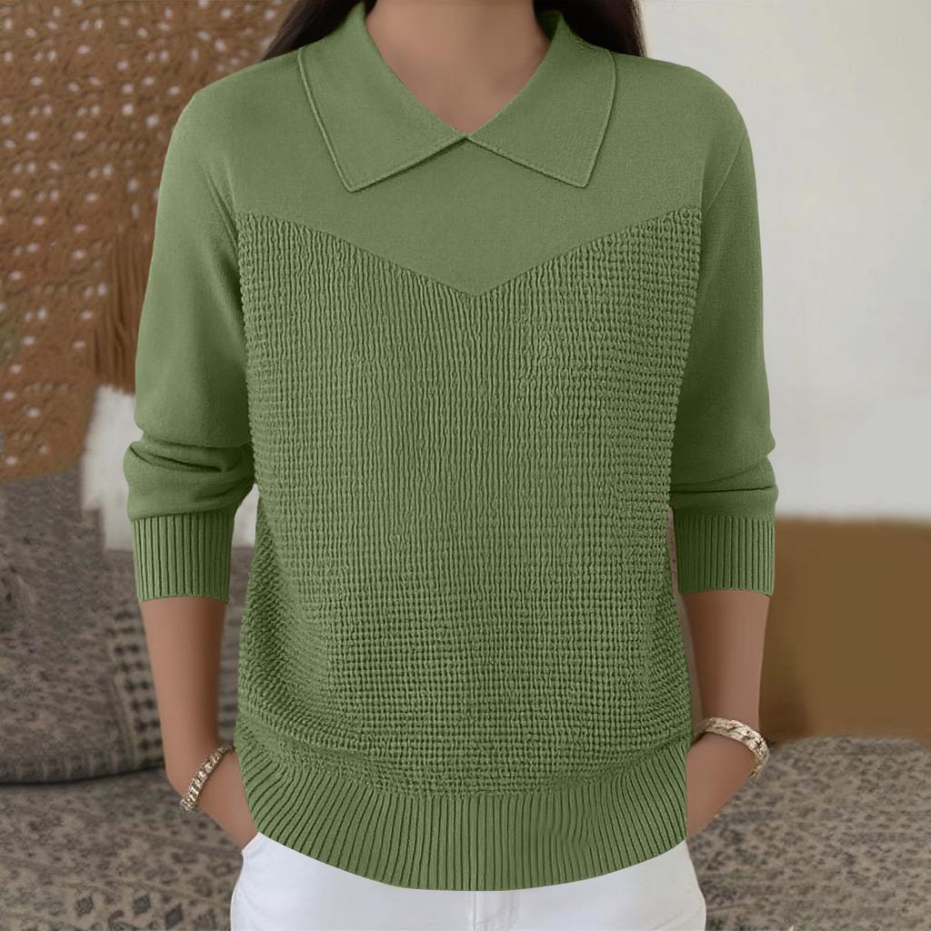 Damen Lässiger und Modischer Langärmliger Gestrickter Einfarbiger Oberteil-Pullover