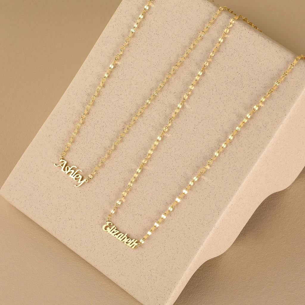 Personalised Gold Necklace with Lip chain Custom Necklace Handmade Jewelry Personalised Birthday Gift for Her Mom