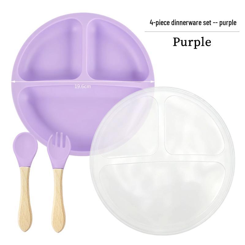 Children's Silicone Smiley Face Divided Meal Plate - Drop-Resistant, Three-Compartment Training Tableware