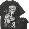 T-Shirt Jujutsu Kaisen Ryomen Sukuna Uomo Yuji Itadori Grafica Vintage Lavata Oversize Cotone Anime Streetwear Abbigliamento