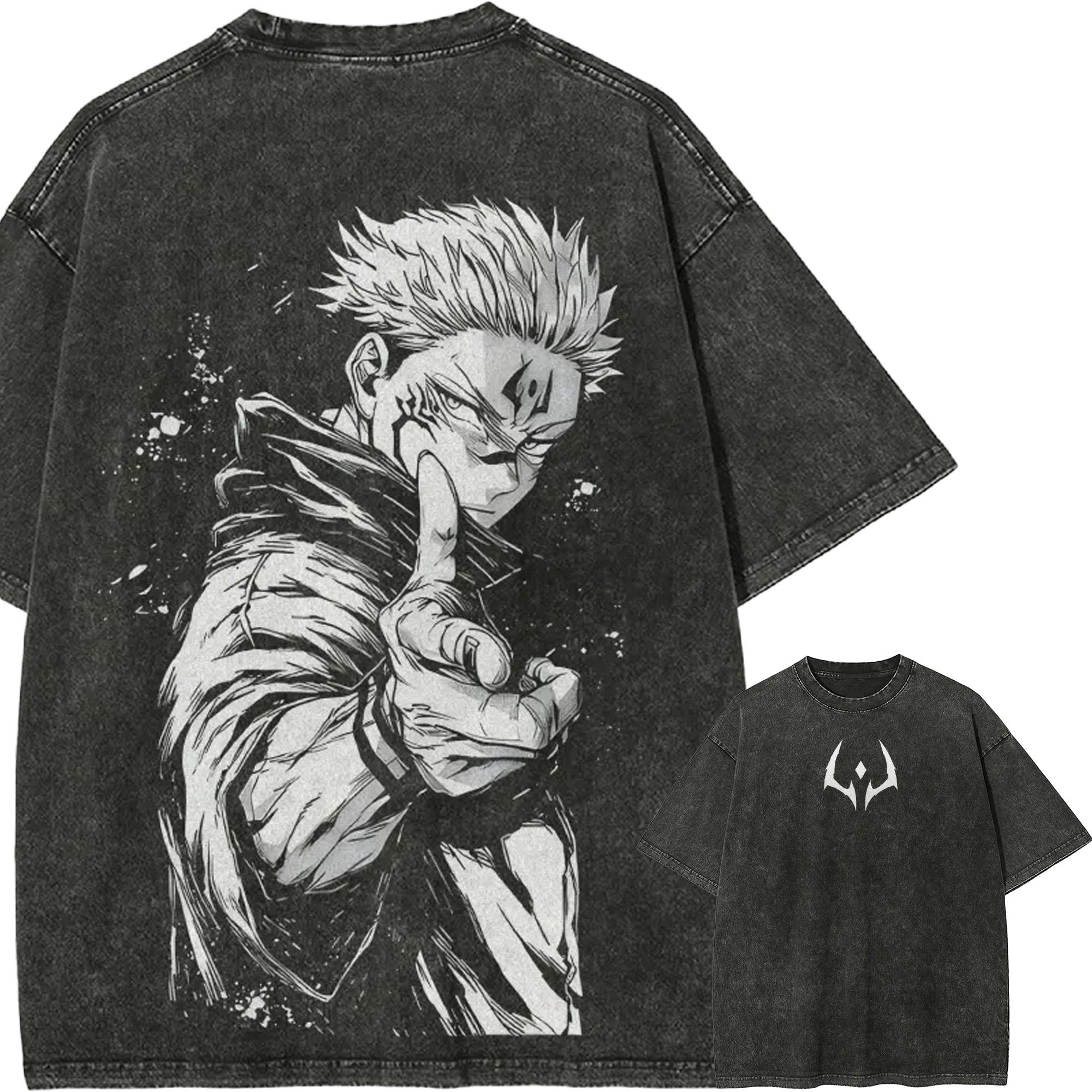 

Jujutsu Kaisen Ryomen Sukuna TShirt Men Yuji Itadori Graphic Tee Vintage Washed Oversized Cotton Anime Streetwear Clothing M