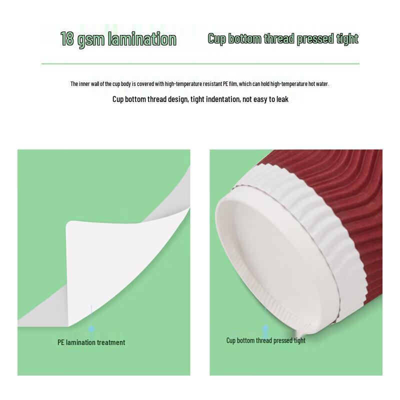 Deli 228ml Red Corrugated Disposable Paper Cups