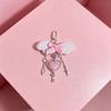 Romance Pink Heart With White Wing Key Chain Fashion Jewelry Lightweight Lovely Keyring For Women Girls