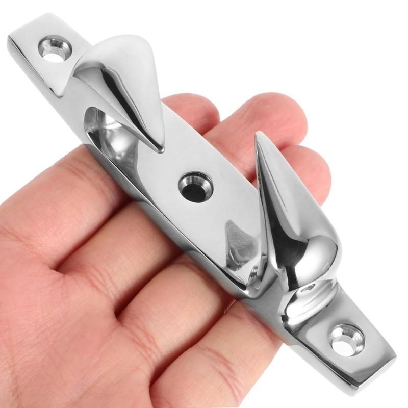 Marine Deck Chocks Pair in 316 Stainless Steel with Smooth Rope Guide Channel and Countersunk Mounting Holes Set