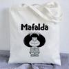 Kawaii Shopping Bag Mafalda Cute Anime Harajuku Canvas Bag Tote Bag Lady Handbag Large Capacity Shopper Bag Casual Shoulder Bag