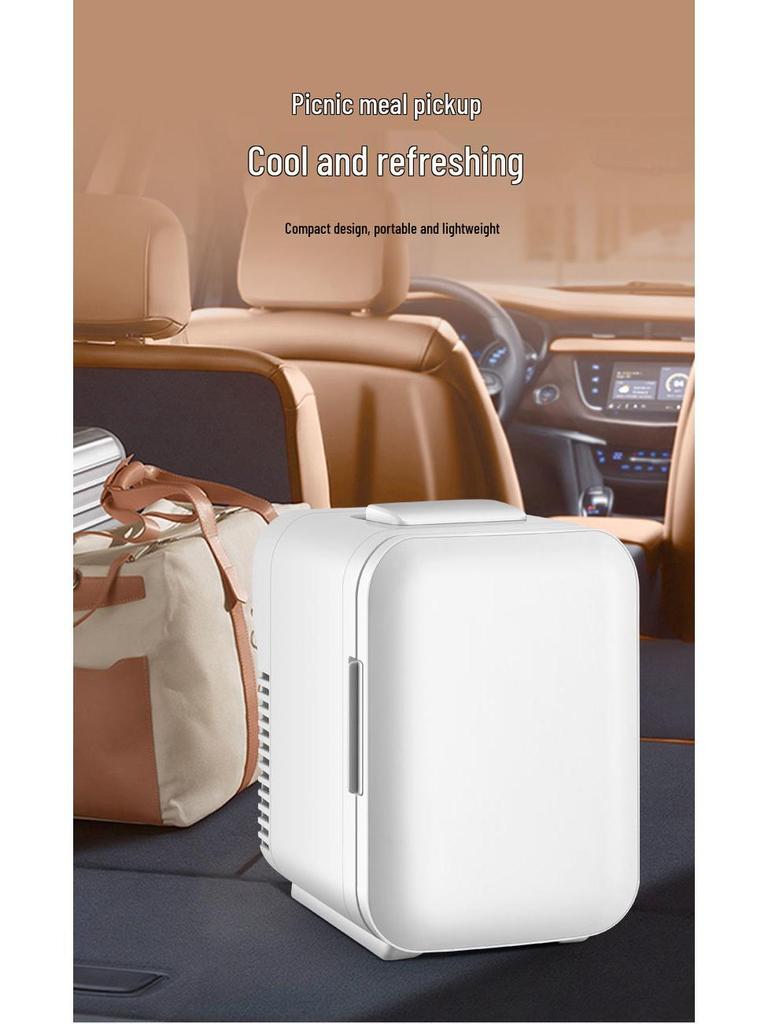 Compact Dual-Function Mini Fridge for Dorms, Bedrooms, and Cars - Ideal for Personal Use and Cosmetics.