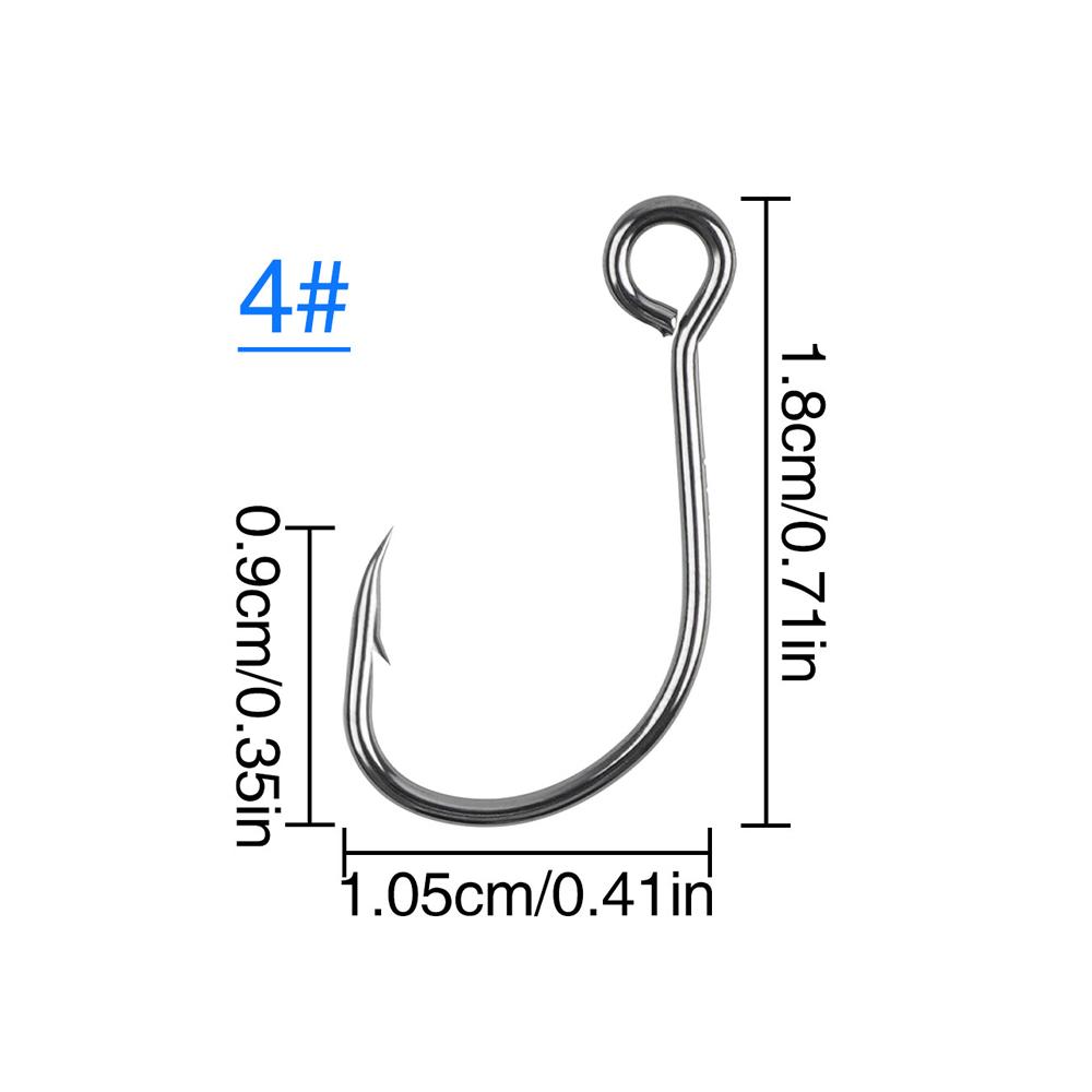 50Pcs Inline Single Hooks Replacement Fishing Barbed Hooks for Fishing Spoon Spinner Lures Baits Inline Circle Hooks
