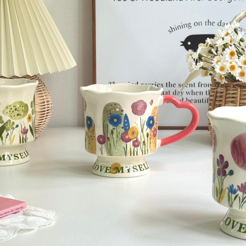 Ins originální špičkový keramický hrnek ručně malovaný vysoký hrnek kancelářský hrnek na kávu vodu dárek k narozeninám pro ženu