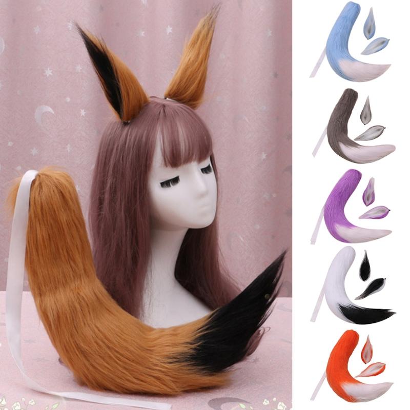 Erwachsene Kinder Cosplay Anime Flauschiges Plüsch Langes Katzenohr Schwanz Kostümzubehör Halloween Party Kostüm Requisite