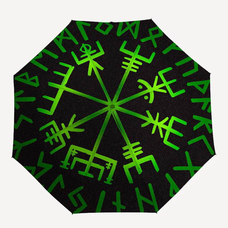 Viking Vegvisir Compass Norse Runes Symbol T Shirt Umbrella, Portable 3 Fold Compact Umbrella for Men & Women,S101