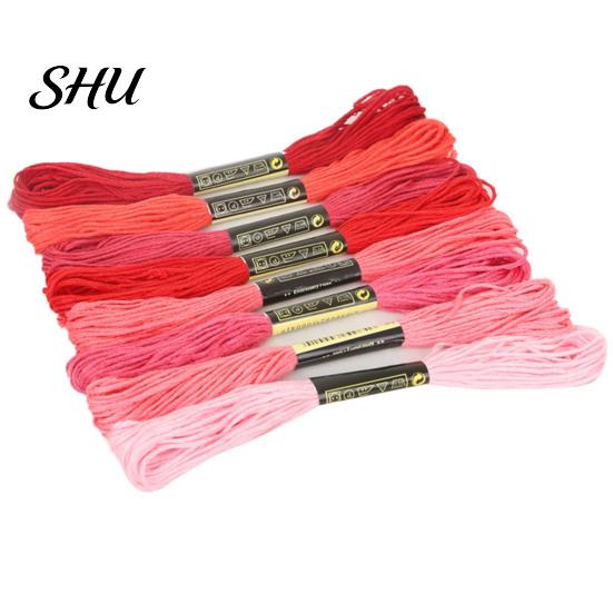 Colorful Thread 8Pcs 7.5m Cross Stitch Embroidery Cotton Skein DIY Craft Sewing Skeins for