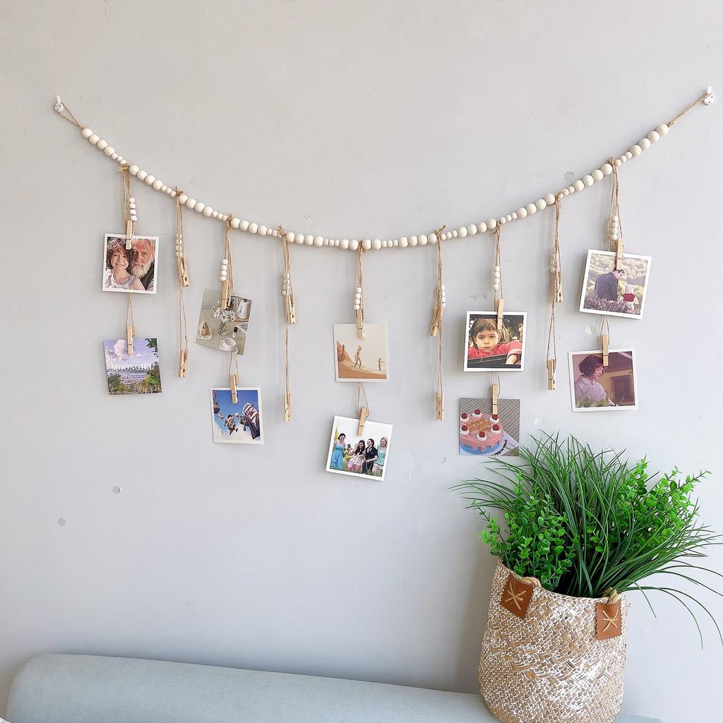 Hanging Photo Display Room Wall Decor Picture Frames Collage with Clips Boho for Home Decor Valentines Day Birthday Party