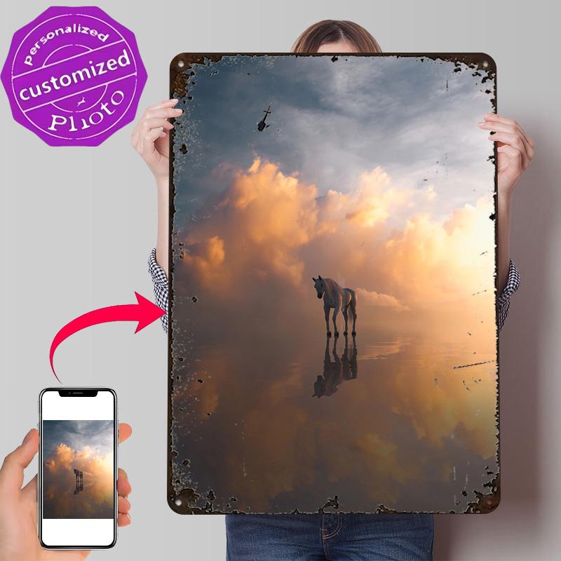 Mirror of Horse D Printed Texture Poster Personalized Wall Art Retro Metal Tin Signs for Room Ornaments Office Decoration House