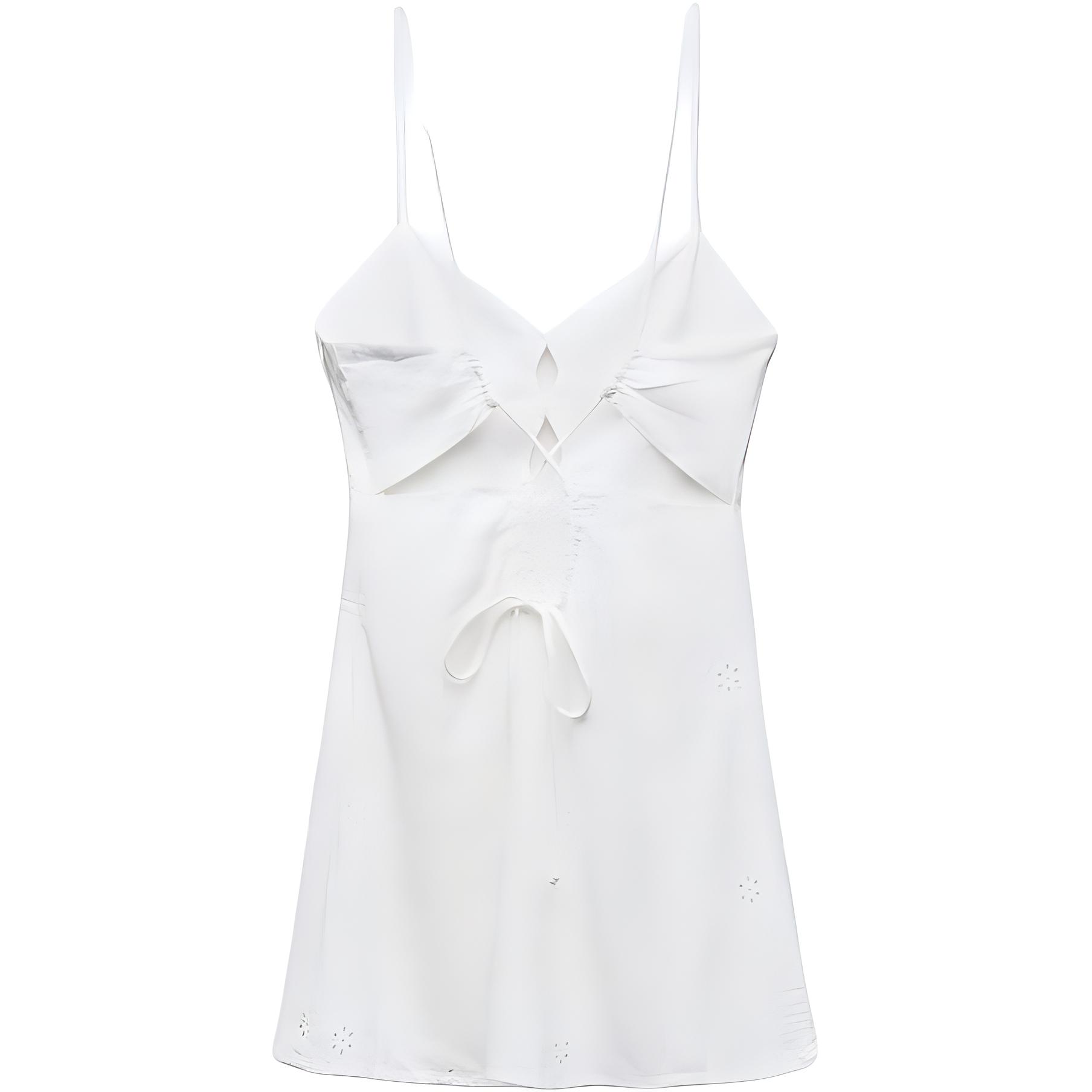 

Zara Solid Color V-Neck Backless Slip Dress Women dresses White 0881372-251 L