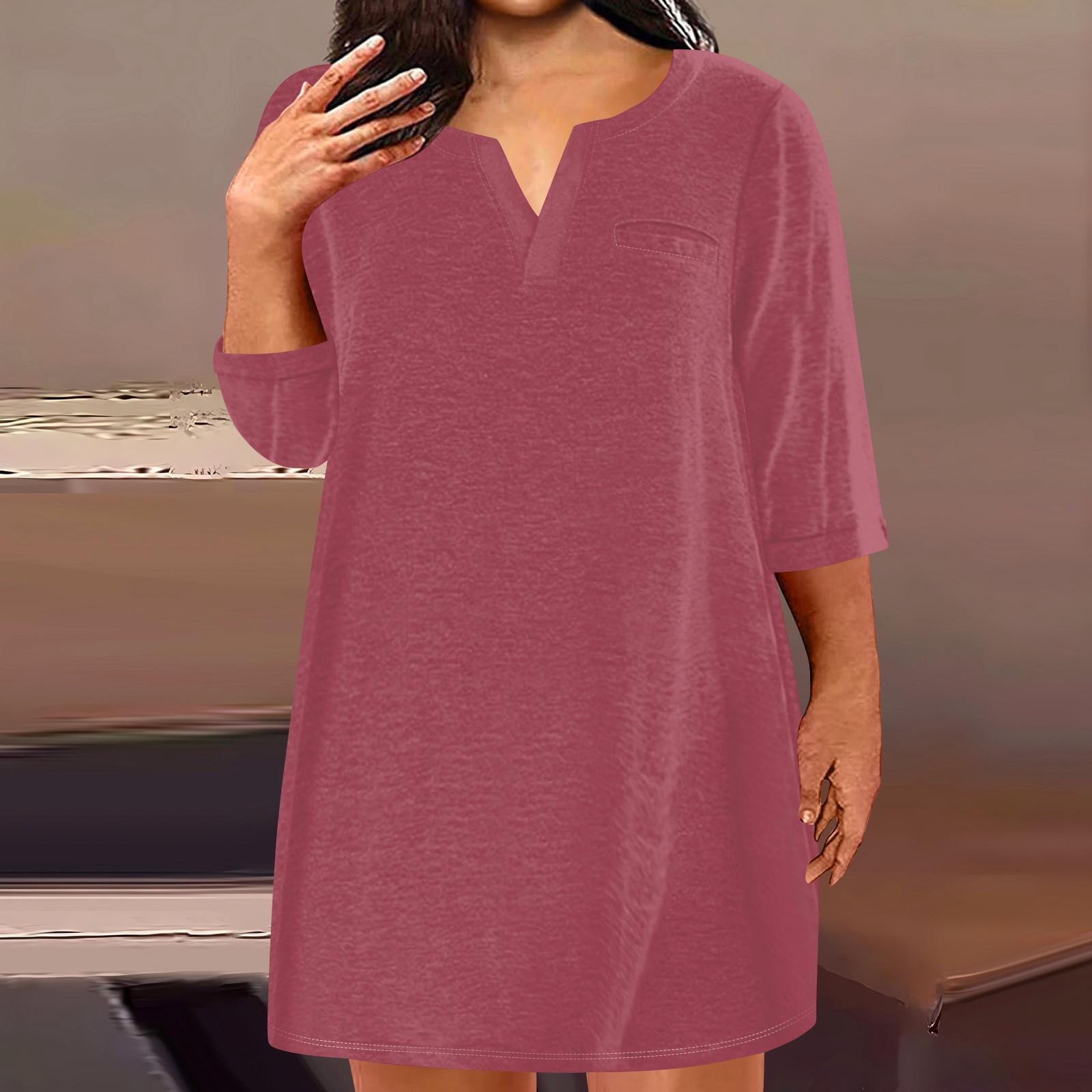 Женская мода большого размера с v-образным вырезом и семью рукавами — фото 16