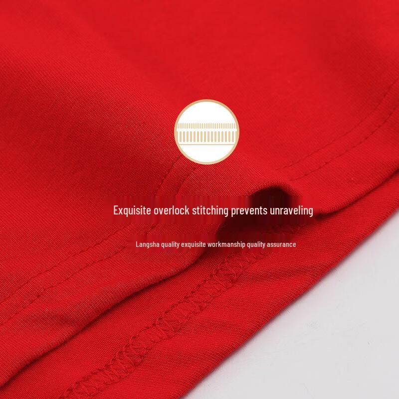 Langsha Men's Red Combed Cotton Antibacterial Underwear
