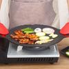 Nonstick BBQ Grill Pan Stovetop Baking Tray Comal with Metal Handles for Indoor Outdoor Barbecue