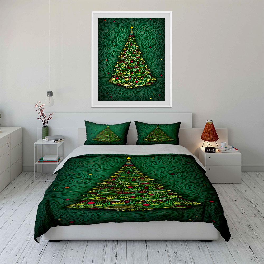 Christmas Tree, Star, Ornaments. Bedding Sets Duvet Cover Sets Duvet Covers Pillowcases(1 * Duvet Cover 2 * Pillowcases Without Duvet Insert)